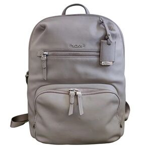 Tumi light grey leather backpack